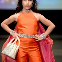 Marc Defang K8032 Girls Jumpsuit Cape Crystal Cuff Choker Pageant Fun Fashion Jumpsuits & Rompers