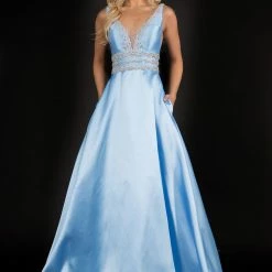 In Stock Nina Canacci 2290 Sz 18 Plunging Neckline Prom Dress Wedding Gown