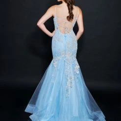 Nina Canacci 9120 Long Shimmer Lace Mermaid Prom Dress Pageant Gown Backless Corset