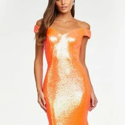 Ashleylauren Ashley Lauren 11107 Sequin Pageant Dress Prom Gown Backless Off The Shoulder