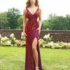 In Stock Primavera Couture 3208 Red Plum Size 4 Prom Dress Pageant Gown