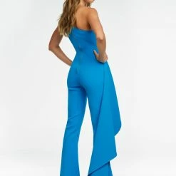 Ashleylauren Ashley Lauren 11152 One Shoulder Jumpsuit With Cascading Ruffle Detail Jumpsuits & Rompers