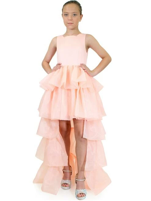 Marc Defang 5027 Girls High Neck Ruffle High Low Detachable Skirt Pageant Dress 5 Marc Defang 5027 Girls High Neck Ruffle High Low Detachable Skirt Pageant Dress