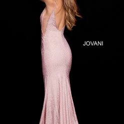 Jovani 57897 Plunging Neckline Embellished Fitted Prom Dress