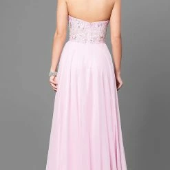 In Stock Nina Canacci 1260 Size 2 Long A Line Strapless Pink Prom Dress Embellished Top