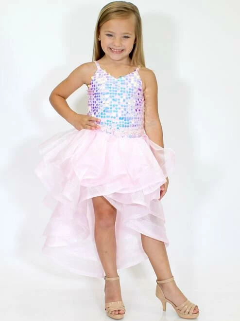 Marc Defang 5002 High Low Sequin Girls Pageant Romper Layered Detachable Overskirt 4 Marc Defang 5002 High Low Sequin Girls Pageant Romper Layered Detachable Overskirt