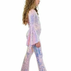 Jumpsuits & Rompers Marc Defang K8004 Kids Sequin Bell Sleeve Jumpsuit Overskirt Pageant Fun Fashion