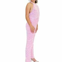Marc Defang 5022 Long Girls Sequin Pageant Jumpsuit Fun Fashion High Neck Jumpsuits & Rompers