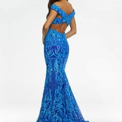 Ashleylauren Sequin Dresses Ashley Lauren 11115 Off The Shoulder Stretch Sequin Prom Dress