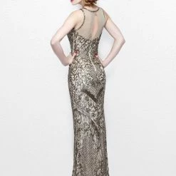 In Stock Backless Dresses Primavera Couture 1736 Champagne Size 8 Prom Dress Embellished Gown