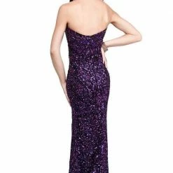 In Stock Primavera Couture 9513 Long Fitted Sequin Prom Dress Slit Plus Size Gown Pageant Size 16