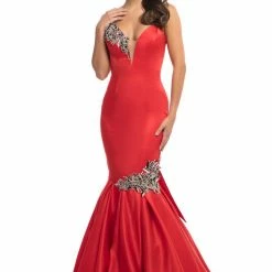 In Stock Johnathan Kayne 9030 Sating Mermaid Formal Prom Dress Pageant Gown Size 6 Red