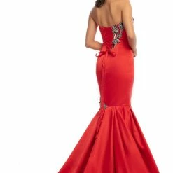 In Stock Johnathan Kayne 9030 Sating Mermaid Formal Prom Dress Pageant Gown Size 6 Red