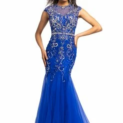 Johnathan Kayne 9039 Illusion Lace Prom Dress Cap Sleeve Mermaid Evening Dress Mermaid Dresses