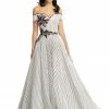 In Stock Johnathan Kayne 9048 Size 4, 6 Long Ballgown Black White Off The Shoulder Formal