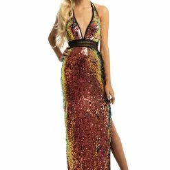 In Stock Johnathan Kayne 9062 Size 6 Long Sequin Halter Formal Prom Dress Sheer Gown