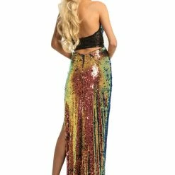 In Stock Johnathan Kayne 9062 Size 6 Long Sequin Halter Formal Prom Dress Sheer Gown