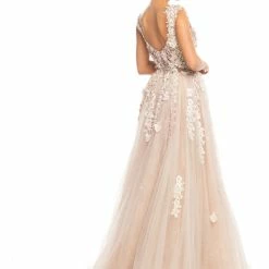 In Stock Johnathan Kayne Bridal B105 Size 10 Flower Lace Bridal Gown Overskirt Wedding Dress High Neck