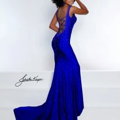In Stock Johnathan Kayne 2445 Size 8 Royal Lycra Prom Dress Corset Backless