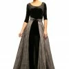 In Stock Johnathan Kayne 9229 Size 6 Black Long Velvet Jumpsuit Iridescent Overskirt Detach
