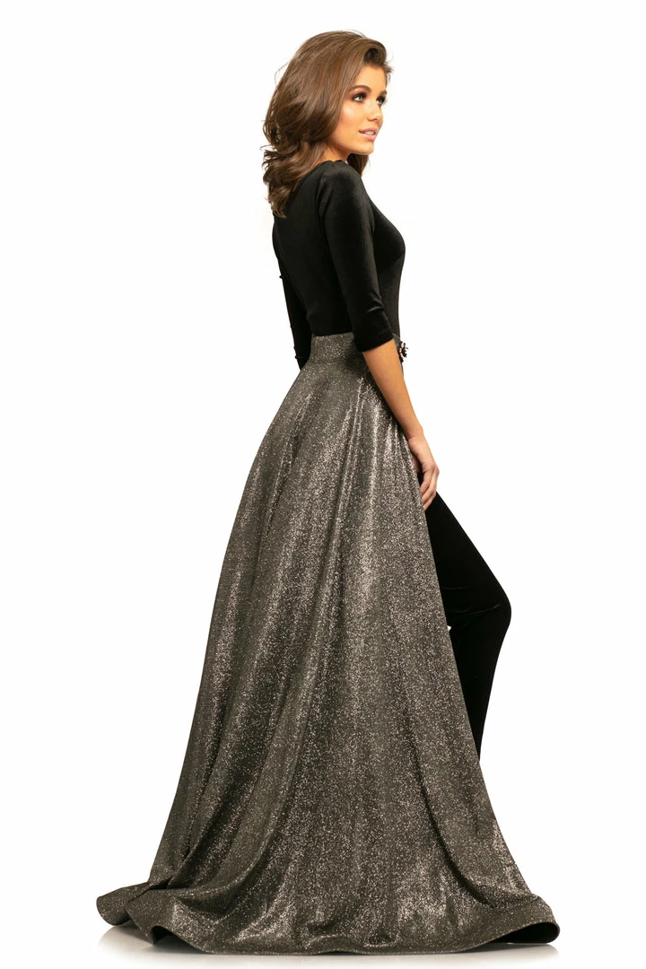 In Stock Johnathan Kayne 9229 Size 6 Black Long Velvet Jumpsuit Iridescent Overskirt Detach 4 In Stock Johnathan Kayne 9229 Size 6 Black Long Velvet Jumpsuit Iridescent Overskirt Detach