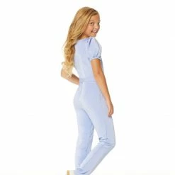 Ashley Lauren Kids Ashley Lauren 8064 Kids Crepe Jumpsuit With Puff Sleeves And Bow Jumpsuits & Rompers 8 Ashley Lauren Kids Ashley Lauren 8064 Kids Crepe Jumpsuit With Puff Sleeves And Bow Jumpsuits & Rompers