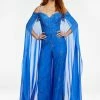 Ashleylauren Jumpsuits & Rompers Ashley Lauren 11150 Lace Jumpsuit With Chiffon Cape Trimmed In Lace