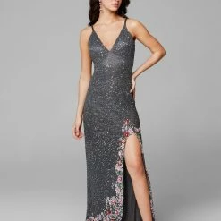 Primavera Couture 3618 Long Fitted Beaded Floral Evening Dress Prom Pageant Formal Backless Dresses