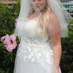 Sydney's Closet SC5243 V Neckline A Line Wedding Dress Plus Sized Sequin Tulle SC 5243 Celine