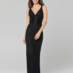 In Stock Primavera Couture 3425 Size 4 Yellow V Neck Prom Dress Evening Gown Beaded