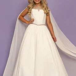 Ballgown Dresses Sugar Kayne C136 Cap Sleeve Girls Chiffon Pageant Dress Ballgown With Cape