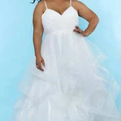 Ballgown Dresses Sydney's Closet SC5240 Layered Skirt Plus Sized Wedding Dress Ball Gown V Neckline