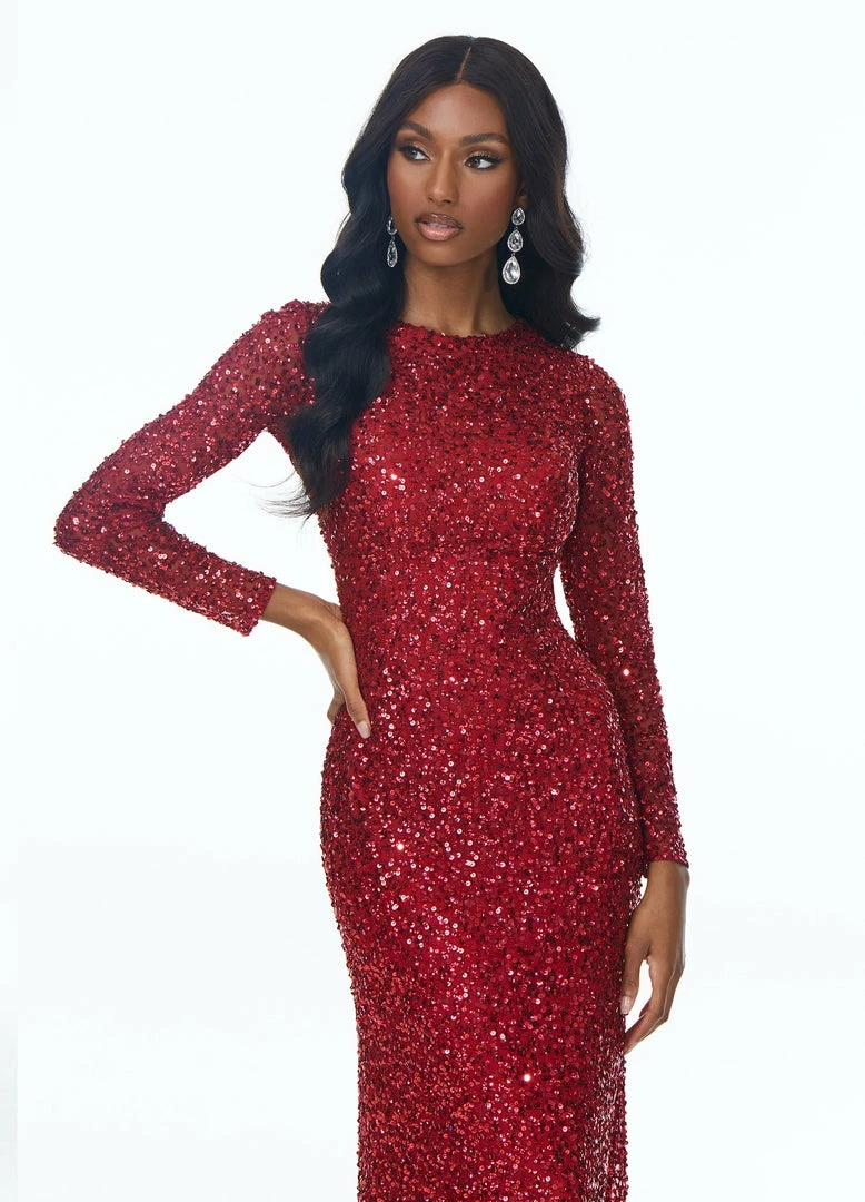 Ashleylauren Ashley Lauren 1985 Ruby Red Evening Dress Sheer Long Sleeves Beaded Prom Dress Pageant Gown 5 Ashleylauren Ashley Lauren 1985 Ruby Red Evening Dress Sheer Long Sleeves Beaded Prom Dress Pageant Gown