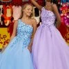 Ashleylauren Ashley Lauren 11004 One Shoulder Tulle Prom Dress With Sequin Applique