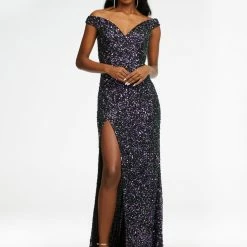 Ashleylauren Sequin Dresses Ashley Lauren 11067 Royal Prom Dress Off The Shoulder Sequins Sweeping Train