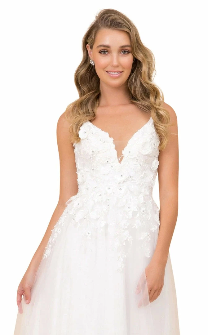 In Stock Nox Anabel R346 Size 4, 10 A Line 3D Floral Lace Wedding Dress V Neck Bridal Gown 12 In Stock Nox Anabel R346 Size 4, 10 A Line 3D Floral Lace Wedding Dress V Neck Bridal Gown
