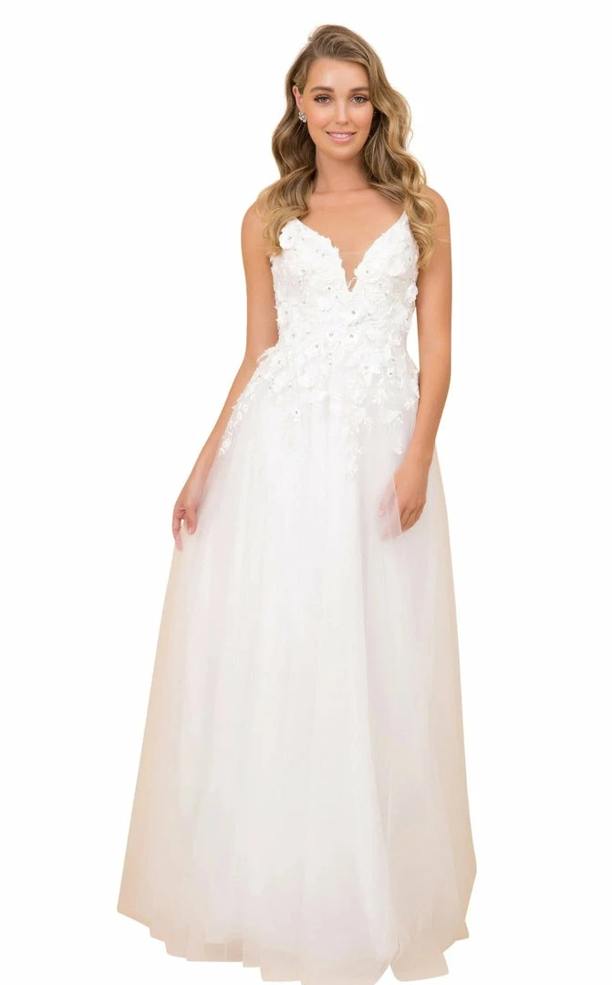 In Stock Nox Anabel R346 Size 4, 10 A Line 3D Floral Lace Wedding Dress V Neck Bridal Gown 13 In Stock Nox Anabel R346 Size 4, 10 A Line 3D Floral Lace Wedding Dress V Neck Bridal Gown