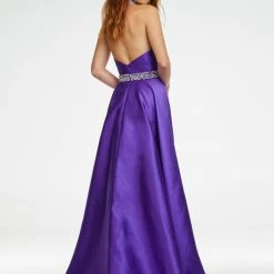 Ashleylauren Ashley Lauren 11148 High Neckline Column Prom Dress With Overskirt