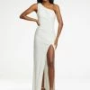 Ashleylauren Ashley Lauren 11189 Beaded One Shoulder Evening Gown With Lace Up Back