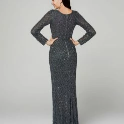 Discontinued Primavera Couture 3361 Evening Gown Long Sleeves Fitted Beaded Long Formal Dress