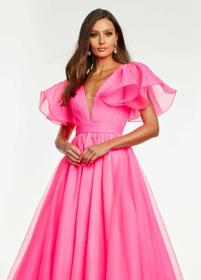 Ashleylauren Ashley Lauren 11153 Organza Prom Dress Ball Gown With Flutter Sleeve 9 Ashleylauren Ashley Lauren 11153 Organza Prom Dress Ball Gown With Flutter Sleeve