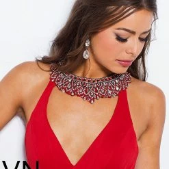 In Stock Mermaid Dresses Jovani JVN53349 Size 2 Red Long Fitted Pageant Dress Prom Gown V Neck Backless Mermaid
