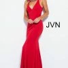 In Stock Mermaid Dresses Jovani JVN53349 Size 2 Red Long Fitted Pageant Dress Prom Gown V Neck Backless Mermaid