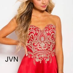 In Stock Ballgown Dresses Jovani JVN 50070 Size 00 Strapless A Line Prom Dress Embroidered Formal Gown