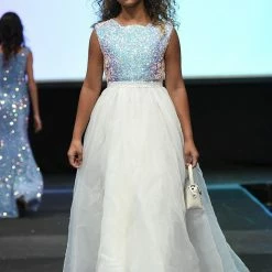 In Stock Marc Defang 5009 Size 8 Mint Long A Line Sequin Girls Ball Gown Pageant Dress Chiffon Kids