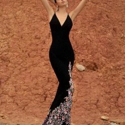 Primavera Couture 3618 Long Fitted Beaded Floral Evening Dress Prom Pageant Formal Backless Dresses