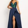 In Stock Johnathan Kayne 2214 Sz 6 Sequin V Neckline A Line Prom Dress With Wrap Style Slit