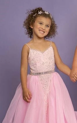 Sugar Kayne C117 Long Lace Girls V Neck Pageant Dress Organza Overskirt Gown 9 Sugar Kayne C117 Long Lace Girls V Neck Pageant Dress Organza Overskirt Gown