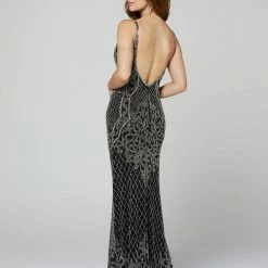 In Stock Primavera Couture 3415 Size 0 Black/Silver Beaded Prom Dress Formal Evening Gown Embellished