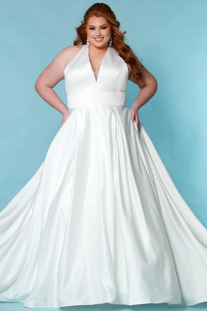 Sydney's Closet SC5279 Halter Neckline Wedding Dress Satin Backless A Line SC 5279 Norma Jeane Bridal 4 Sydney's Closet SC5279 Halter Neckline Wedding Dress Satin Backless A Line SC 5279 Norma Jeane Bridal